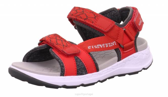 Superfit vermelho/cinza crianças criss cross - sandália com fecho de velcro JFFX612