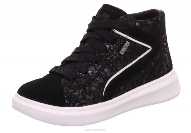 Superfit preto crianças cosmo - tênis cano alto com zíper JFFX842