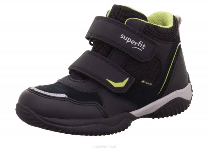 Superfit preto/verde claro crianças storm - tênis cano alto com velcro JFFX860