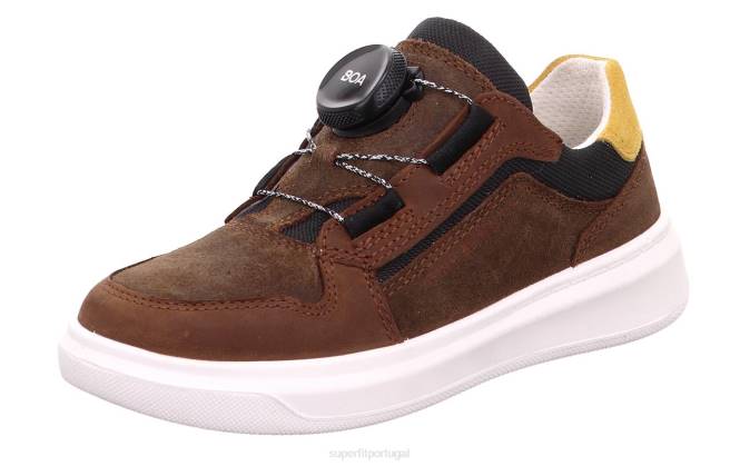 Superfit marrom/amarelo crianças cosmo - tênis cano baixo com sistema boa fit JFFX816