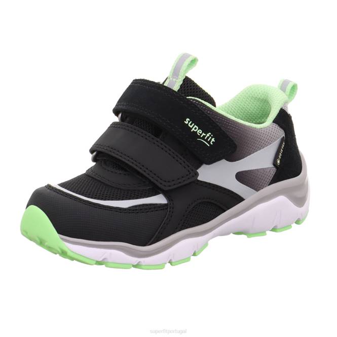 Superfit preto/verde claro crianças sport5 - tênis baixo com fecho de velcro JFFX794