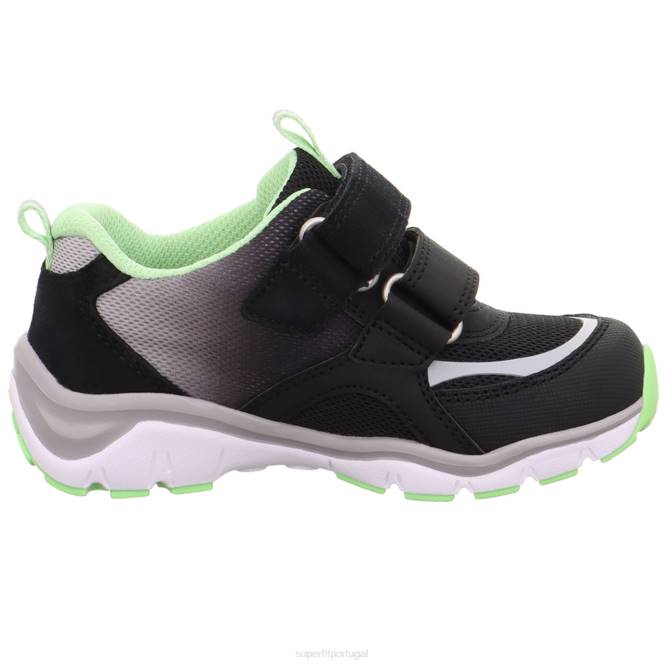 Superfit preto/verde claro crianças sport5 - tênis baixo com fecho de velcro JFFX794