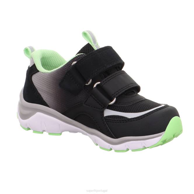 Superfit preto/verde claro crianças sport5 - tênis baixo com fecho de velcro JFFX794
